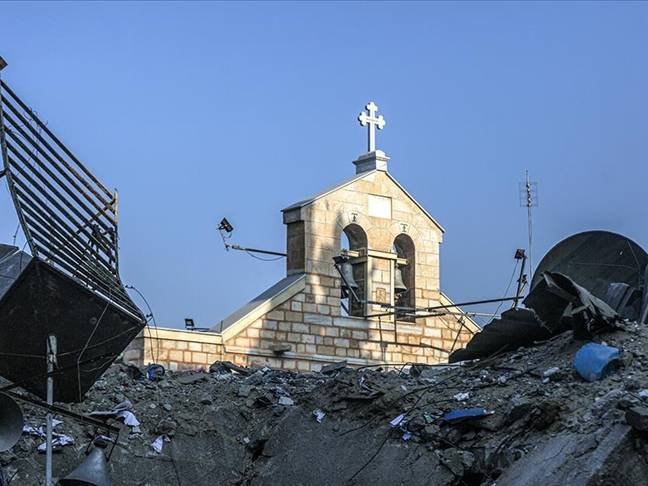 Zerstörte Kirche im Gazastreifen